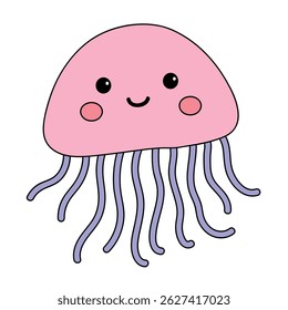 Jellyfish coloring pages for kids. Trace and color jellyfish. jellyfish animal flashcard for kids vector illustration. Letters J is for jellyfish. Fun animal worksheets printable for summer activity.