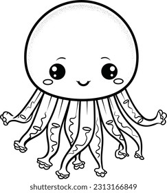 Jellyfish, colouring book for kids, vector illustration