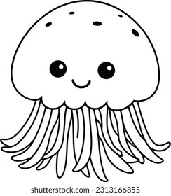 Jellyfish, colouring book for kids, vector illustration