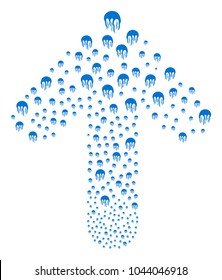 Jellyfish composition made in the collection of forward navigation arrow. Forward oriented arrow figure combined from jellyfish design elements.