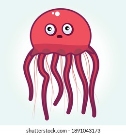 Jellyfish cute character with pink color for child