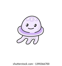 jellyfish cute smiling mascot logo