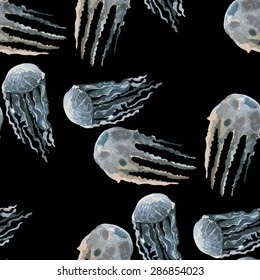 Jellyfish in the dark depths.