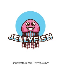 Jellyfish design mascot logo, Cute mascot logo.