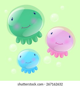 jellyfish in different colors