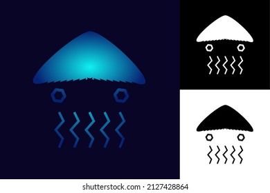 Jellyfish Digital Logo. Modern jellyfish technology logo design