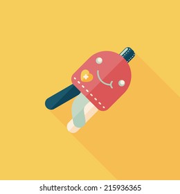 Jellyfish doll flat icon with long shadow,eps10
