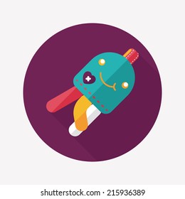 Jellyfish doll flat icon with long shadow,eps10