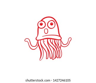 jellyfish doodle hand draw drawing vector