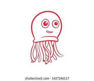 jellyfish doodle hand draw drawing vector