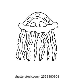 Jellyfish in doodle style. Hand drawn vector illustration isolated on white background	