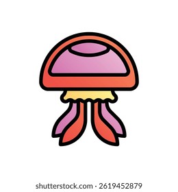 Jellyfish. Editable vector icon, coloured with outlined stroke.