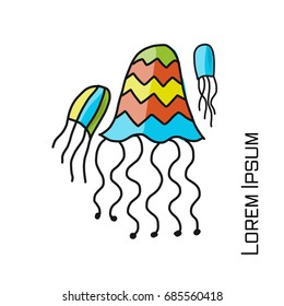 Jellyfish family, sketch for your design