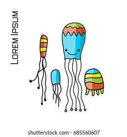 Jellyfish family, sketch for your design