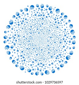 Jellyfish festive sphere. Object pattern made from scattered jellyfish symbols as burst sphere. Vector illustration style is flat iconic symbols.