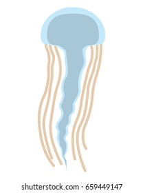 Jellyfish flat icon. Cartoon Vector illustration.
