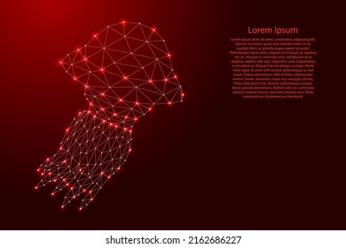 Jellyfish from futuristic polygonal red lines and glowing stars for banner, poster, greeting card. Vector illustration.