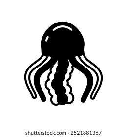 Jellyfish Glyph Icon, Vector illustration