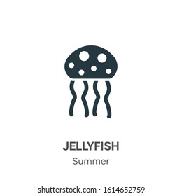 Jellyfish glyph icon vector on white background. Flat vector jellyfish icon symbol sign from modern summer collection for mobile concept and web apps design.
