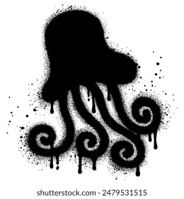 Jellyfish graffiti with black spray paint.