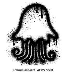 Jellyfish graffiti with black spray paint. vector illustration.