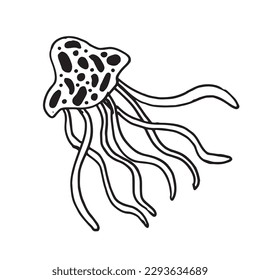 Jellyfish graphic set black white isolated sketch illustration vector