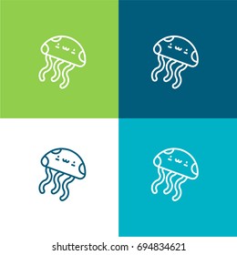 Jellyfish green and blue material color minimal icon or logo design