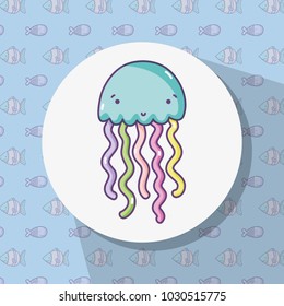 Jellyfish hand drawing cartoon
