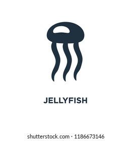 Jellyfish icon. Black filled vector illustration. Jellyfish symbol on white background. Can be used in web and mobile.