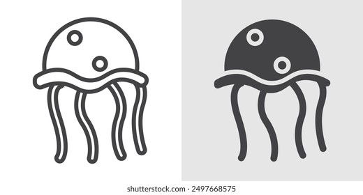 Icono de medusas Conjunto de logotipo de Vector de arte de línea negra