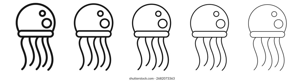 Jellyfish icon black and white vector sign