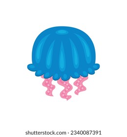 Jellyfish icon. Cartoon illustration of a sea animal isolated on a white background. Vector 10 EPS.