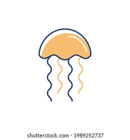 jellyfish icon in color icon, isolated on white background 