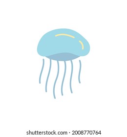 jellyfish icon in color icon, isolated on white background 