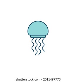 jellyfish icon in color icon, isolated on white background 