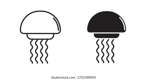 Conjunto de concepto de icono de medusa. Colección de íconos simple