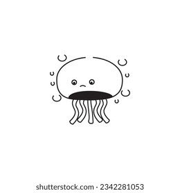 jellyfish icon cute abstract vector illustration line design