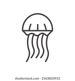 Jellyfish Icon Depicting an Aquatic Animal in Black and White