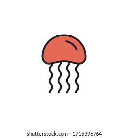 jellyfish icon filled outline vector illustration. isolated on white background