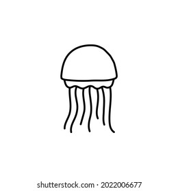 jellyfish icon in flat black line style, isolated on white background 