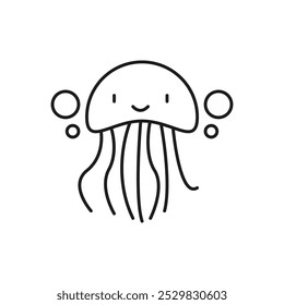 Jellyfish icon flat line symbol set.