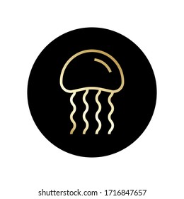 jellyfish icon golden vector illustration. isolated on white background