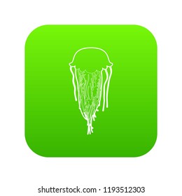 Jellyfish icon green vector isolated on white background