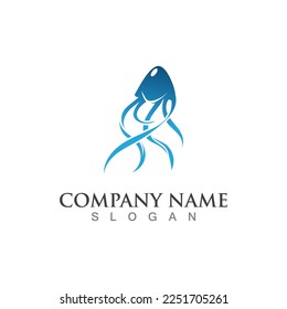 Jellyfish icon illustration design, simple logo template vector