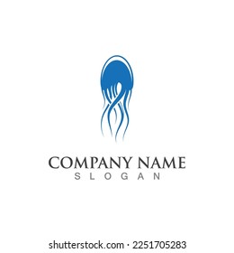 Jellyfish icon illustration design, simple logo template vector