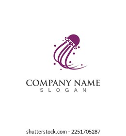 Jellyfish icon illustration design, simple logo template vector