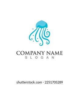 Jellyfish icon illustration design, simple logo template vector