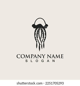 Jellyfish icon illustration design, simple logo template vector