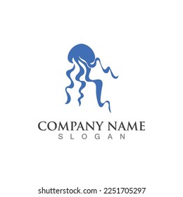 Jellyfish icon illustration design, simple logo template vector