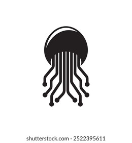 Jellyfish icon illustration design, simple logo template vector